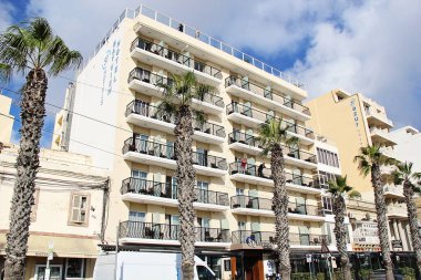 Gzira, Malta - 19 Aralık 2022: Gzira 'daki Malta Otel Binası