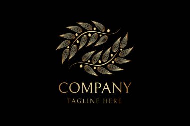 Altın Zeytinyağı ya da Zeytin Ağacı Dalı Zarif Logo Tasarımı Yapıyor 