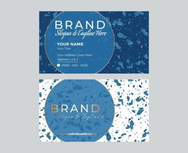 Elegant Blue Creative Terrazzo Business Card Design clipart