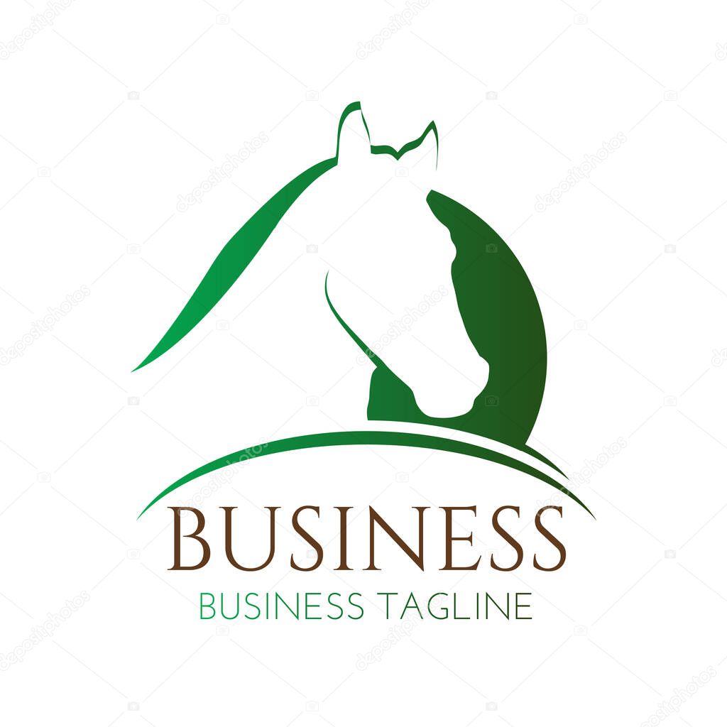 Dark Green Horse Stallion or Equestrian Logo Symbol