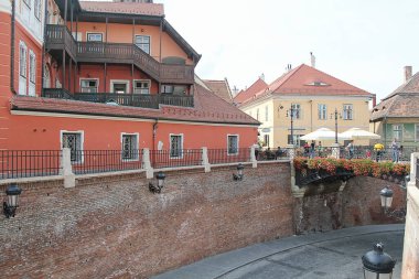 Sibiu, Romanya - 29 Eylül 2019: Romanya 'nın Sibiu kentinde Yalanlar Köprüsü