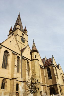 Sibiu, Romanya - 29 Eylül 2019: Sibiu Lutheran Katedrali, Romanya
