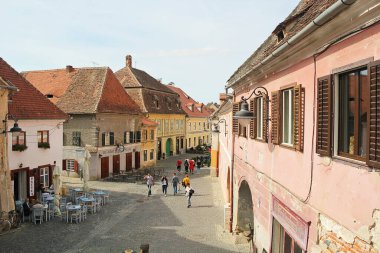 Sibiu, Romanya - 29 Eylül 2019: Sibiu, Transilvanya, Romanya 'da Şehir Panorama Manzarası 