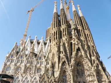 Barselona, İspanya - 14 Ağustos 2012: Sagrada Familia Church Exterior, Barcelona, İspanya