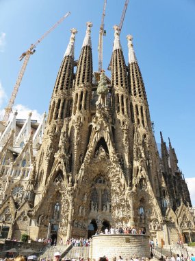 Barselona, İspanya - 14 Ağustos 2012: Sagrada Familia Basilica, İspanya