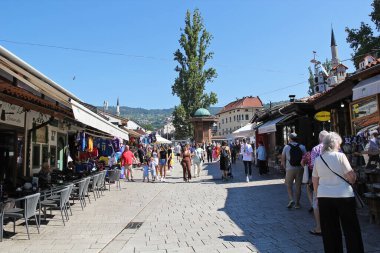 Saraybosna, Bosna-Hersek - 19 Ağustos 2025: Saraybosna Bascarsija, Bosna-Hersek 'te yaz