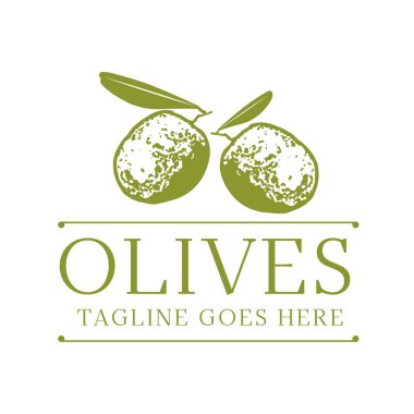 Retro Zeytin Markası Yeşil Logo