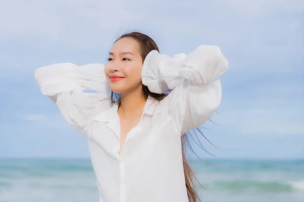 stock image Portrait beautiful young asian woman relax smile around beach sea ocean in holiday vacation travel trip