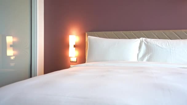 Krásný Luxusní Pokoj Interiér Hotelovém Resortu — Stock video