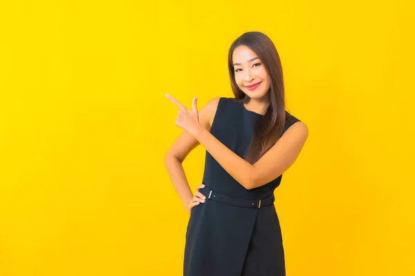 Portrait Belle Jeune Femme Affaires Asiatique Sourire Avec Action Sur — Photo