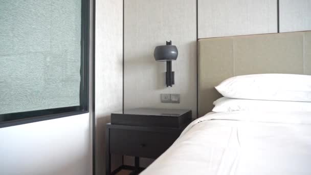 Красивий Розкішний Інтер Спальні Готельному Курорті — стокове відео