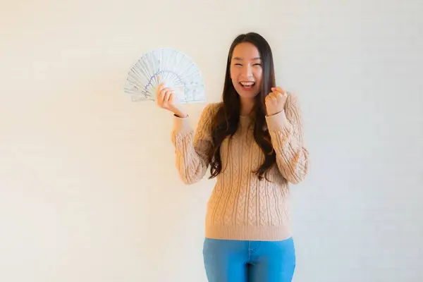 Porträt Schöne Junge Asiatische Frauen Glücklich Lächeln Mit Einer Menge — Stockfoto