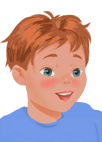 Mały Chłopiec Czerwonymi Włosami Zielonymi Oczami Portret — Zdjęcie stockowe