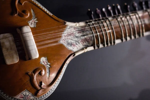 Primer Plano Una Antigua Sitar India Tradicional Vada Instrumento Musical —  Fotos de Stock