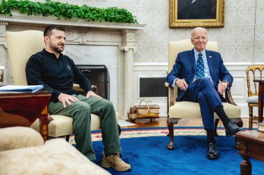 Washington D.C., ABD - 26 Eylül 2024: Başkan Joe Biden Ukrayna Cumhurbaşkanı Volodymyr Zelensky ile ikili bir toplantıya ev sahipliği yaptı