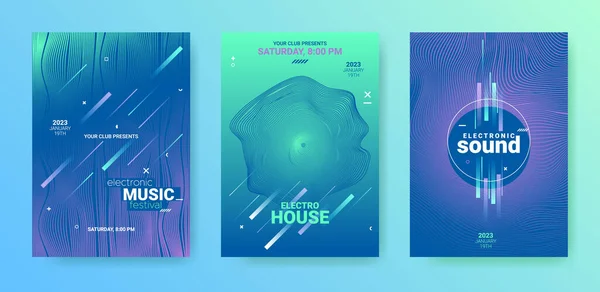 Edm Κόμμα Flyer Σετ Techno Music Dance Cover Electro Sound — Διανυσματικό Αρχείο