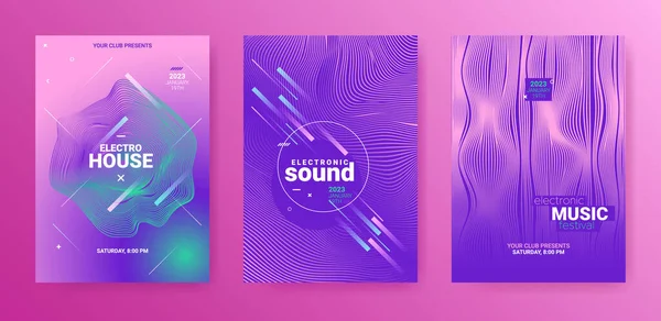 Edm Abstract Flyer Electro Sound Cover Manifesto Della Techno Party — Vettoriale Stock