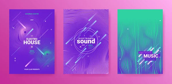 Edm Flyer Elektro Ses Posteri Tekno Müzik Kapağı Vektör Boyutlu — Stok Vektör