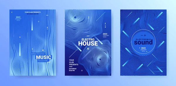 Abstraktní Zvukové Letáky Techno Elektronický Plakát Dance Music Cover Pozadí — Stockový vektor