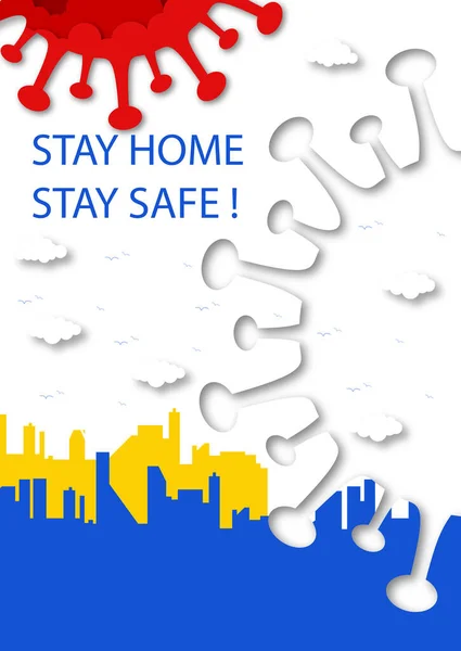 Stay Home Stay Safe Virus City — Stock Vector