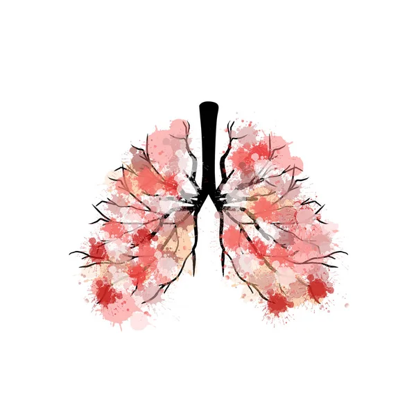 Healthy Lungs Watercolor Paint Splatter — Stock Vector