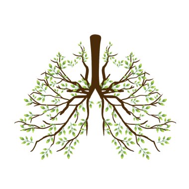 Foliage and branches forming lungs and bronchus human organ anatomy showing healthy lungs for no tobacco day clipart