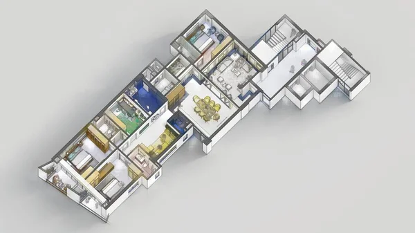 Bedroom Family Apartment Isometric Rendering — Stock Photo, Image