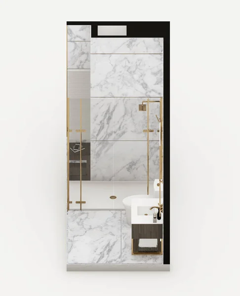 Isometric White Marble Toilet Interior Design Visualization — Stock Photo, Image