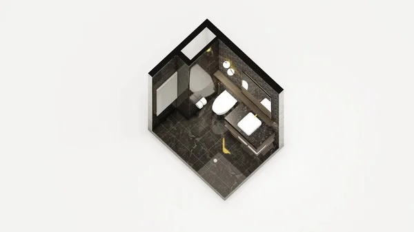Black Powder Room 3d isometric interior
