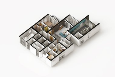 4 yatak odalı Duplex Apartman Tipik birinci kat planı