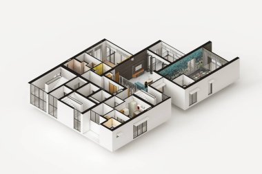 4 yatak odalı Duplex Apartman Tipik birinci kat planı