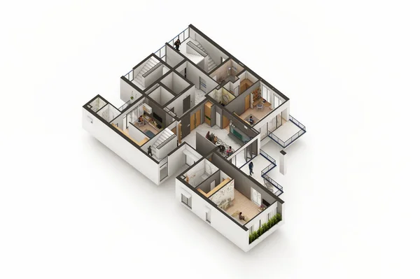 Bedroom Duplex Apartment Typical Floor Plan — Stock Photo, Image