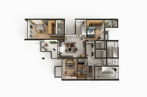 Apartamento Duplex Quartos Plano Chão Típico — Fotografia de Stock