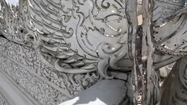 Facciata Esterna Thai Ornamento Orientale Wat Rong Khun Bianco Tempio — Video Stock