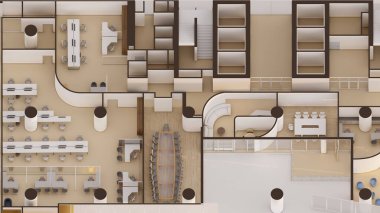 Ticari ofis alanı Isometric iç tasarım 3d oluşturma