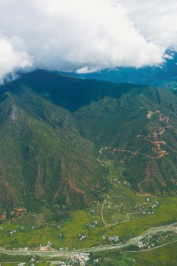 Paro Vadisi Bhutan Dağlık Arazilerinin Hava Fotoğrafları