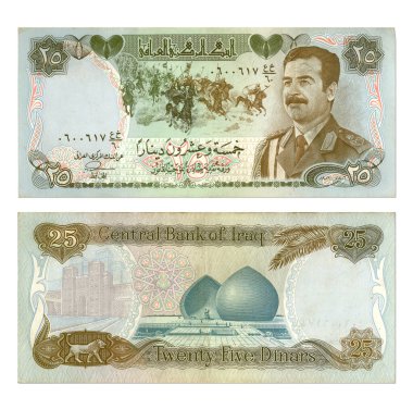 Depresif Irak 25 dinar kağıt not