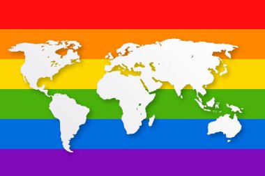 lgbt gurur gökkuşağı renklerinde dünya haritası