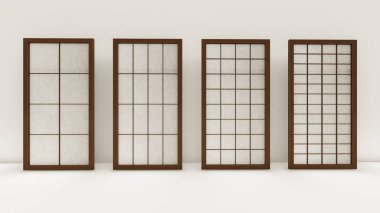 Shoji- Traditional Japanese door window or room divider with translucent paper clipart