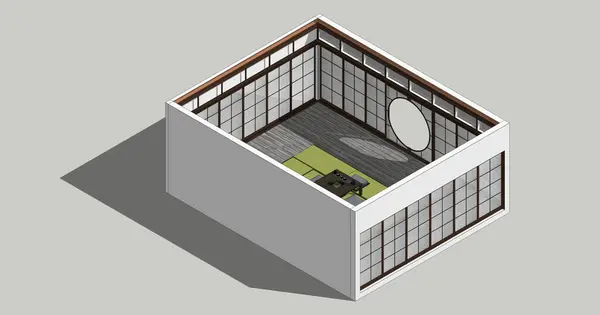 stock image Isometric 3d interior of Oriental Japanese Tearoom or tea house