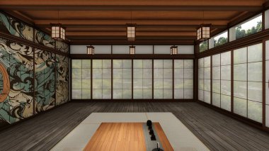 Shakkei ile Japon wabi sabi çay salonu