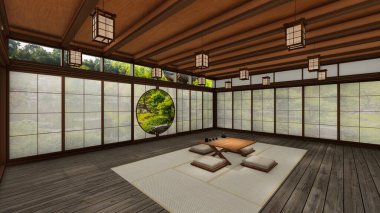 Shakkei ile Japon wabi sabi çay salonu