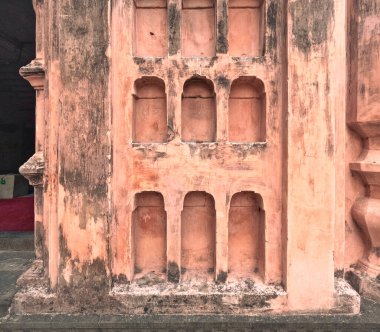 Close up of recessed niches of Mughal style Mosque in Dhaka Hazrat Haji Khwaja Shahbaz Jame Masjid from 1679 clipart