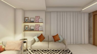 Minimalist İç Tasarım ve Ilık Ahşap Tonlarla Çağdaş Aile Oturma Odası