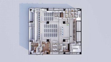 Ticari ofis 3D oluşturma iç tasarım izometrik planı