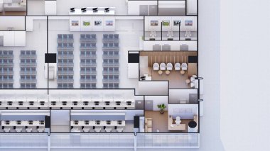 Ticari ofis alanı Isometric iç tasarım 3D görüntüleme