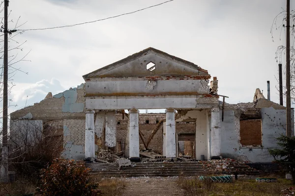 Zalyman Gebiet Charkiw Ukraine 2023 Beschuss Einer Schule Eines Kulturzentrums — Stockfoto