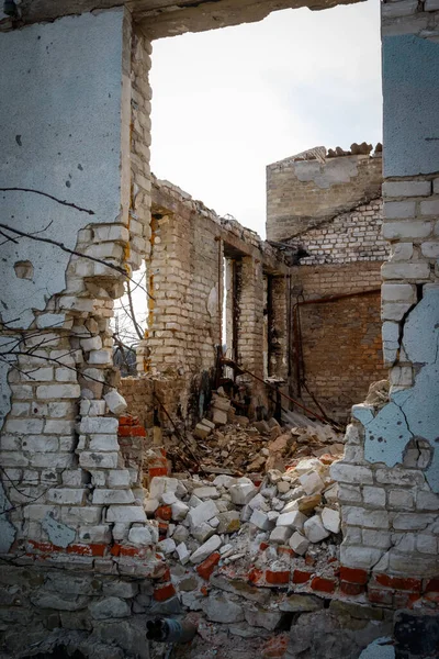 Stock image Zalyman, Kharkiv region, Ukraine, 03.25.2023: Russian military shelling of a school, cultural center and private houses. Russia Ukraine war