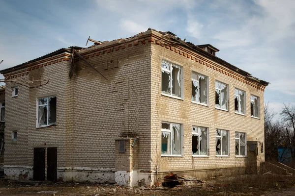 Zalyman Charkov Ukrajina 2023 Ruské Vojenské Ostřelování Školy Kulturního Centra — Stock fotografie