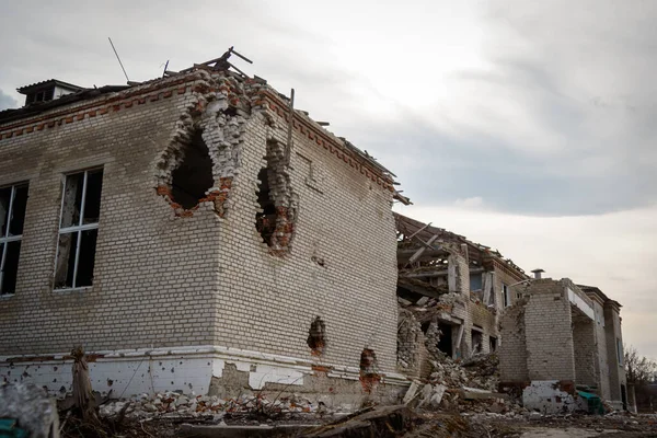 Zalyman Charkov Ukrajina 2023 Ruské Vojenské Ostřelování Školy Kulturního Centra — Stock fotografie